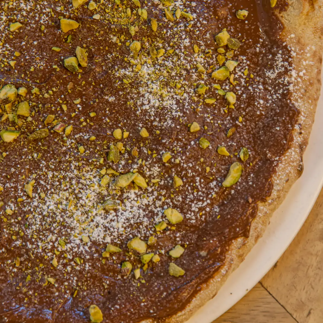 pizza con nutella y pistacho pizza de nutella